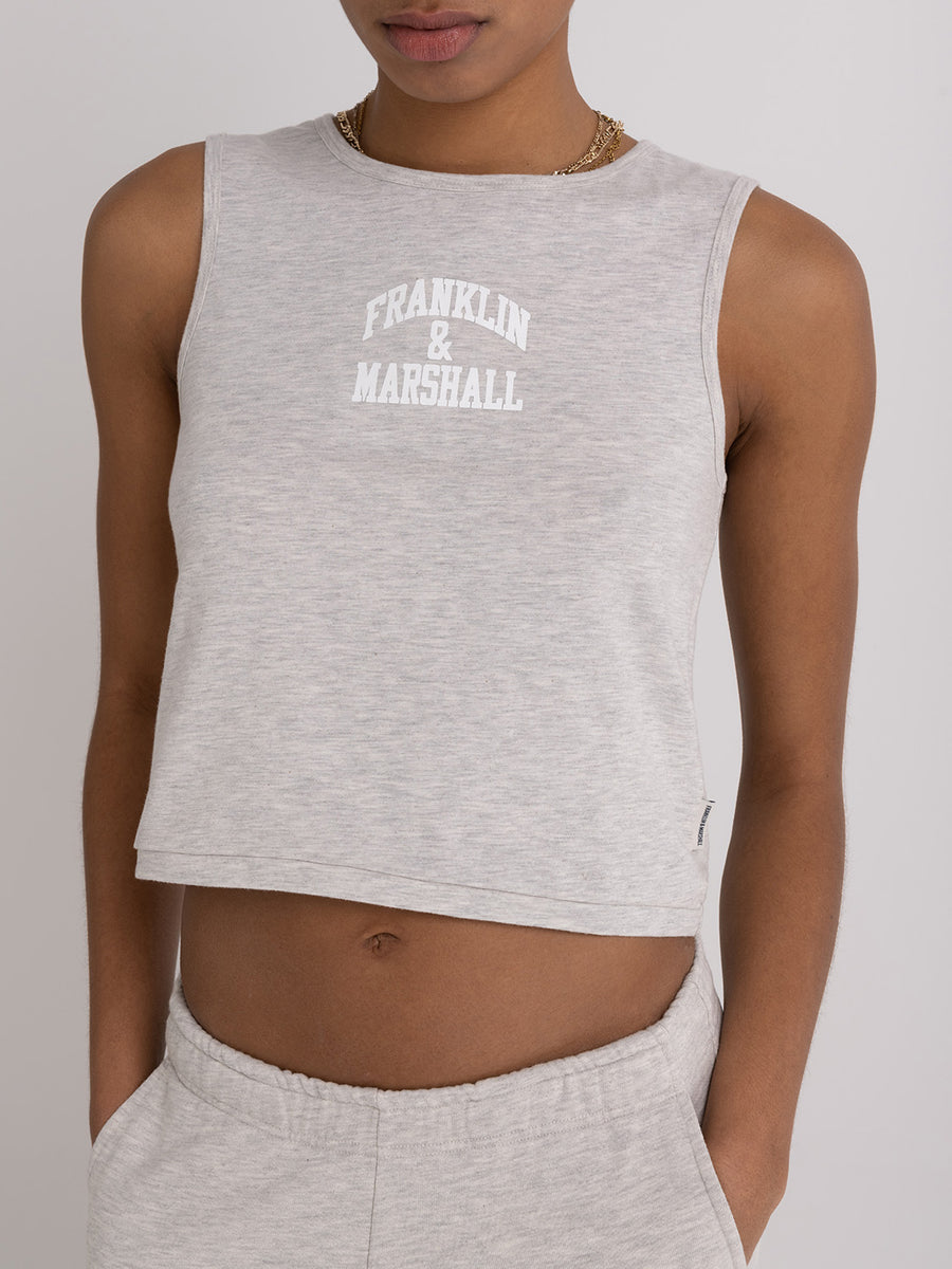 Jersey top with arch letter logo print