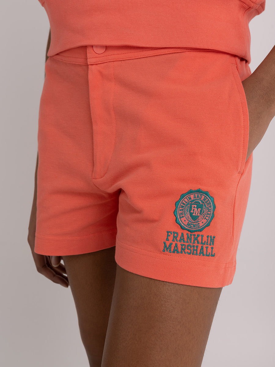 Shorts in piqué cotton with Crest logo embroidery