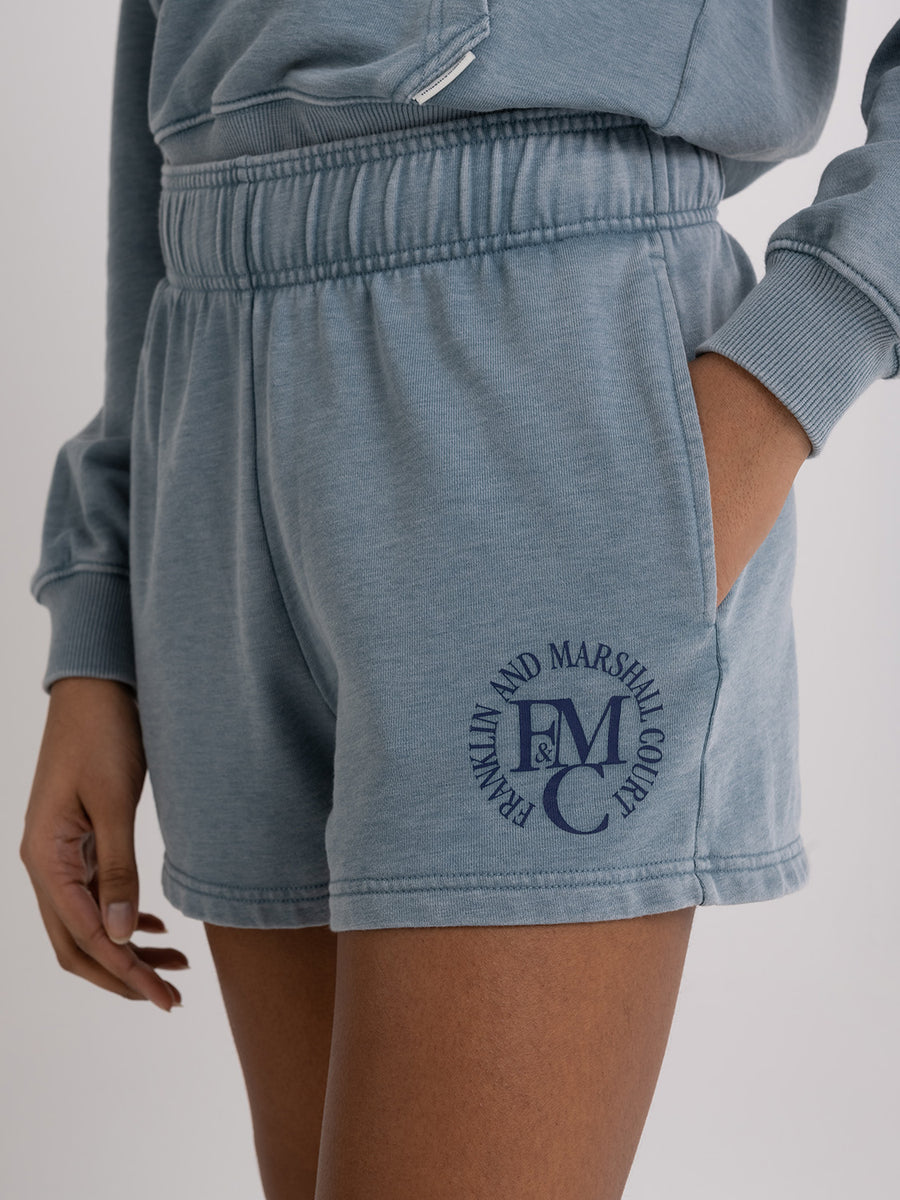 Fleece shorts with college logo print