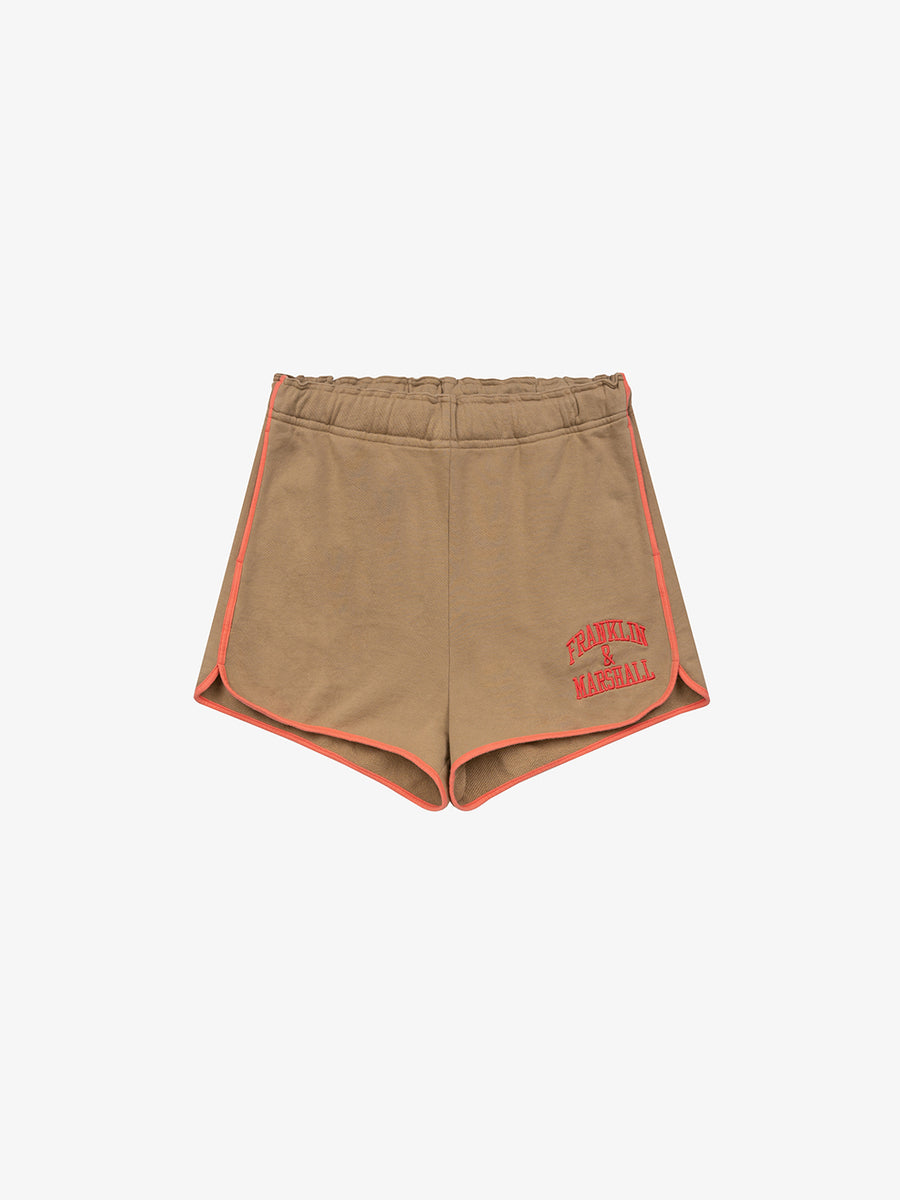 Fleece shorts with arch letter logo print