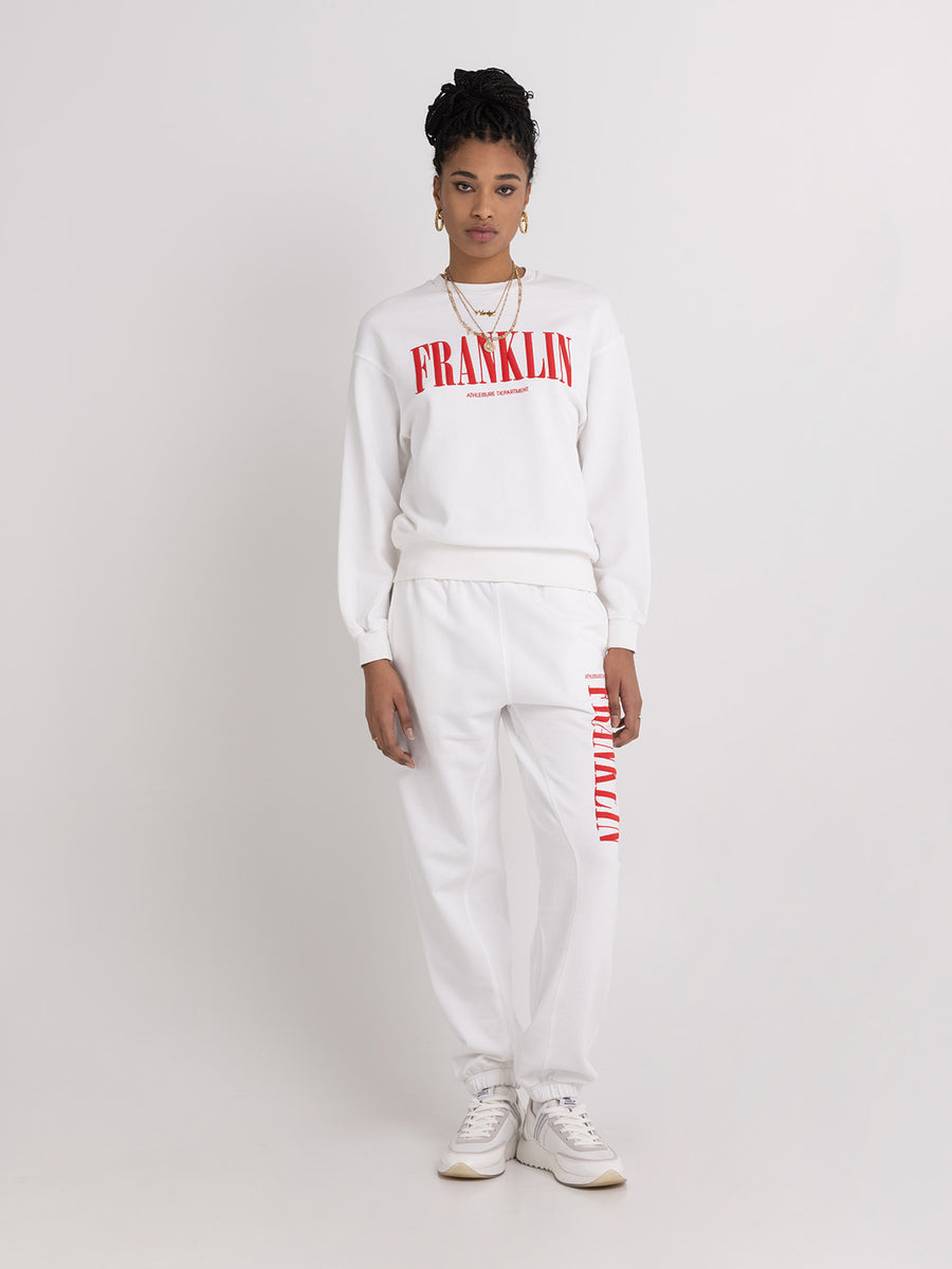 Crewneck sweatshirt with college logo print