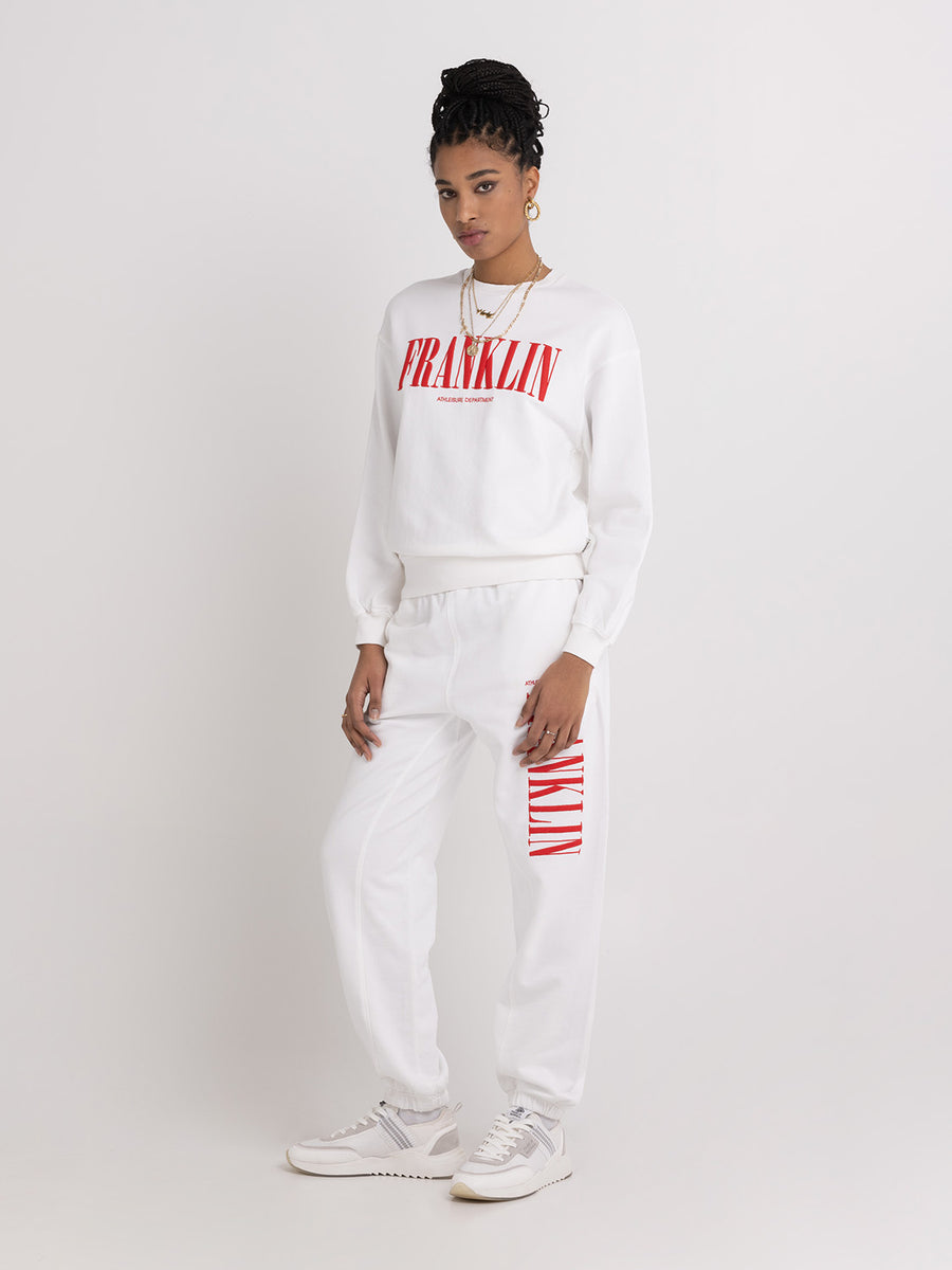 Crewneck sweatshirt with college logo print