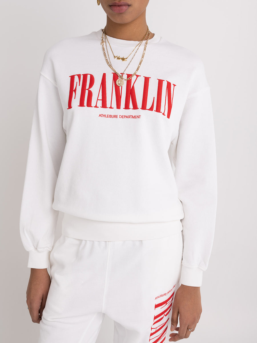 Crewneck sweatshirt with college logo print
