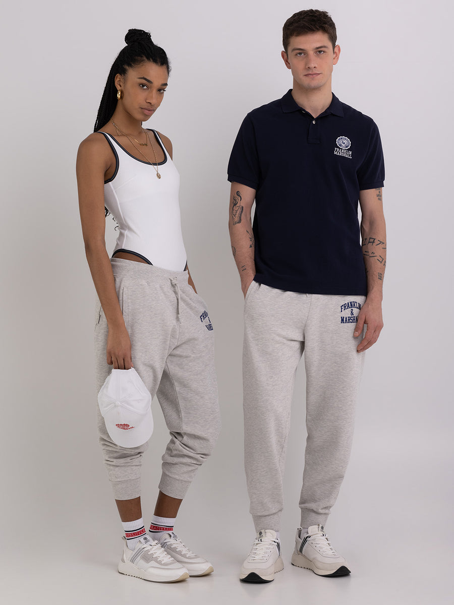 Agender jogger trousers with Arch letter embroidery