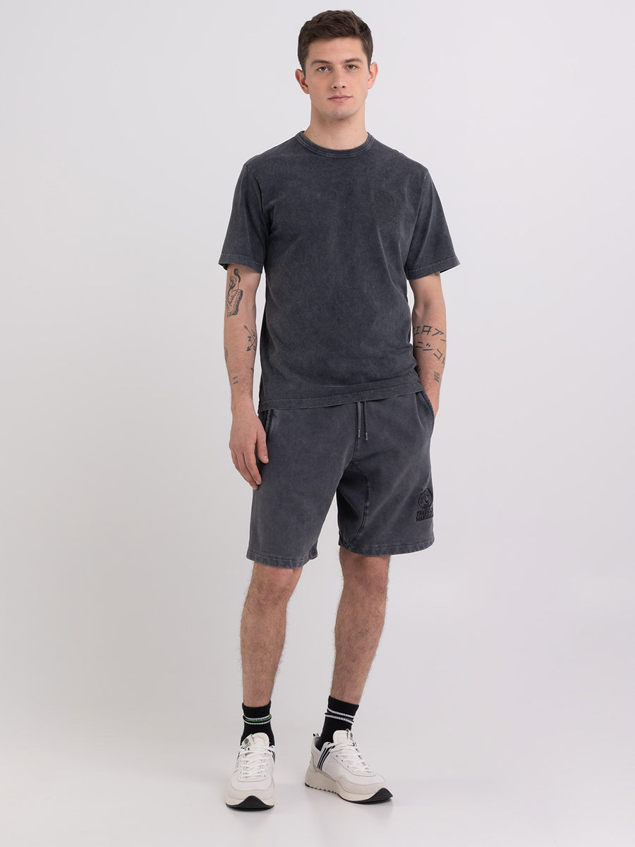 T-shirt tinto in capo acid wash stampa logo Crest