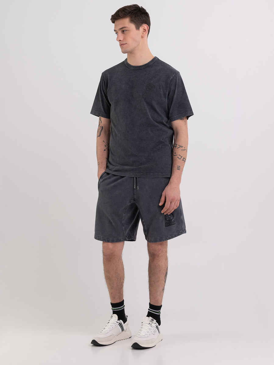 T-shirt tinto in capo acid wash stampa logo Crest