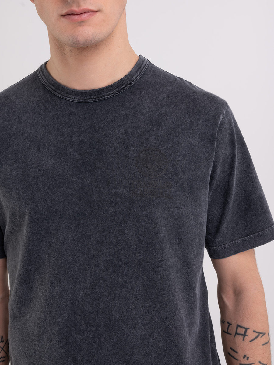 T-shirt tinto in capo acid wash stampa logo Crest