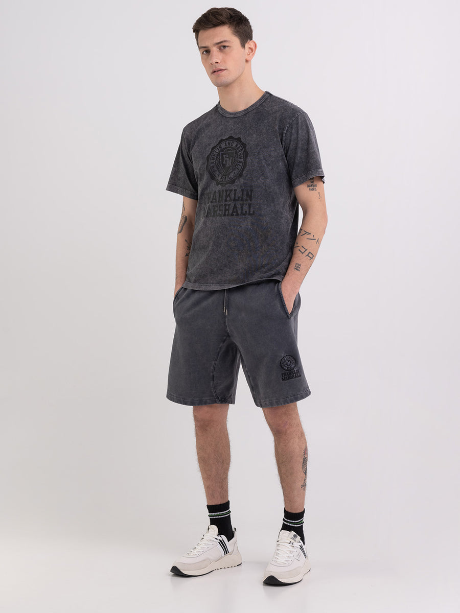 Acid wash garment-dyed t-shirt with Crest logo print