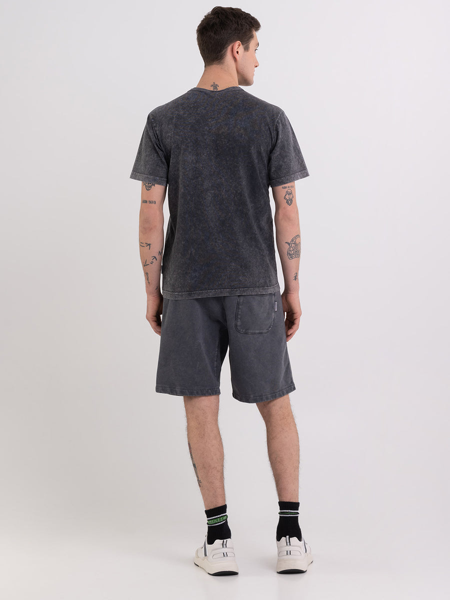 Acid wash garment-dyed t-shirt with Crest logo print