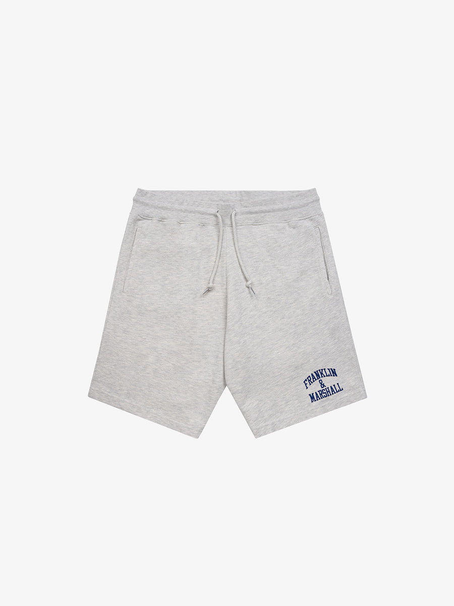Fleece shorts with arch letter logo embroidery