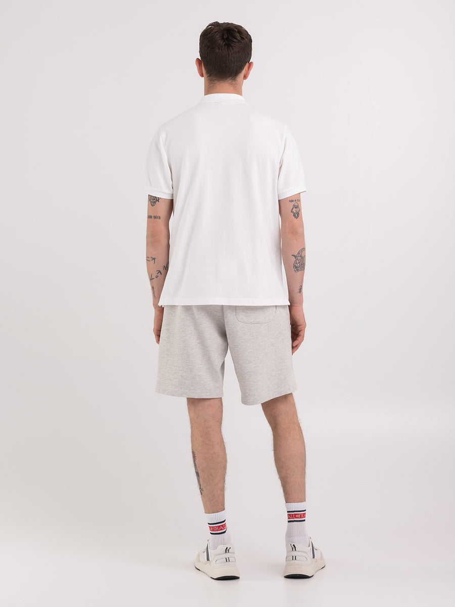 Fleece shorts with arch letter logo embroidery