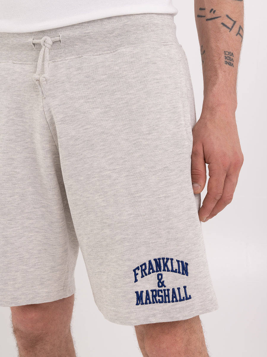 Fleece shorts with arch letter logo embroidery