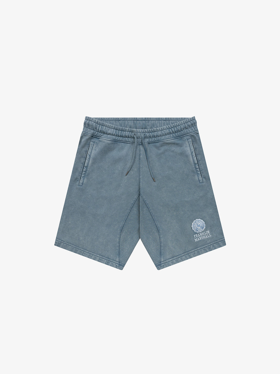Acid wash fleece shorts with Crest logo embroidery