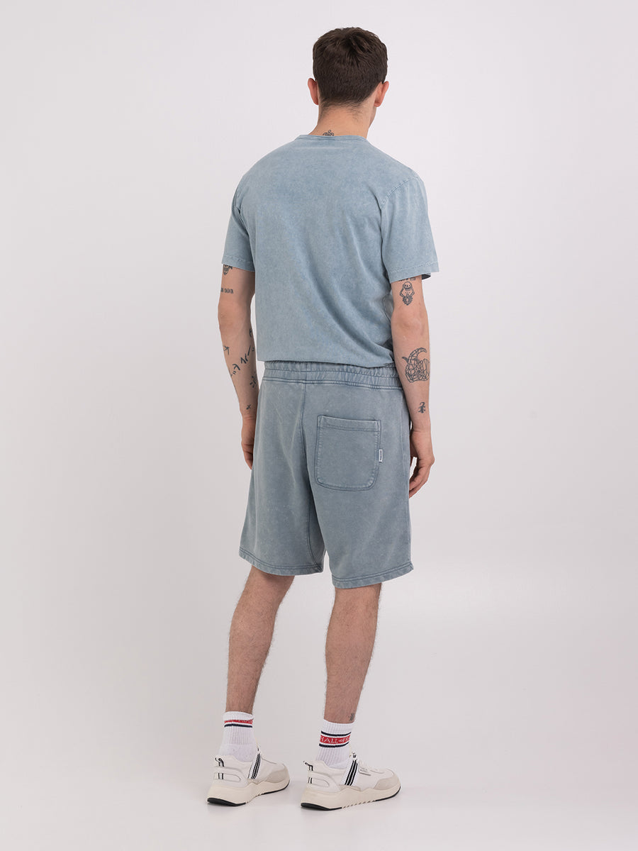 Acid wash fleece shorts with Crest logo embroidery