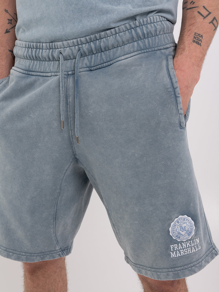 Acid wash fleece shorts with Crest logo embroidery