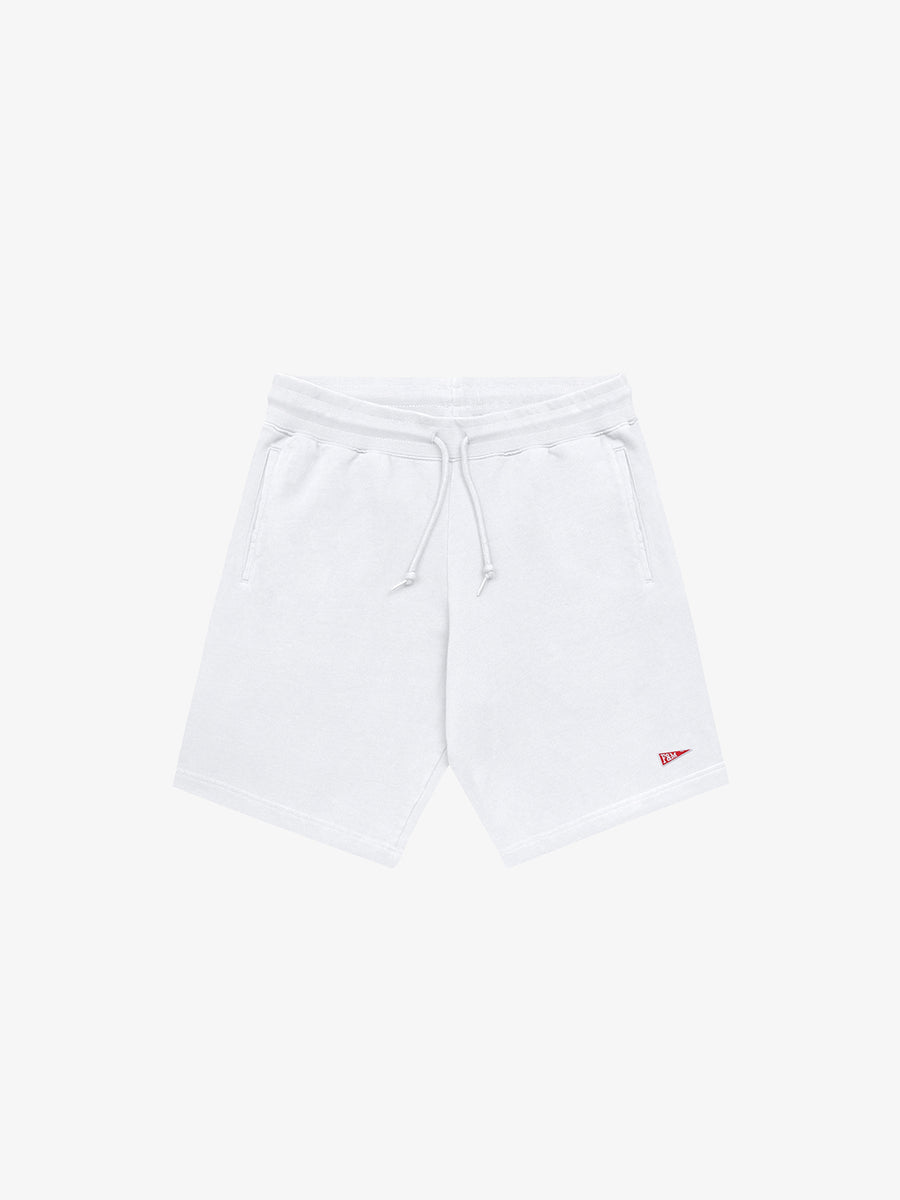 Agender fleece shorts with Pennant patch
