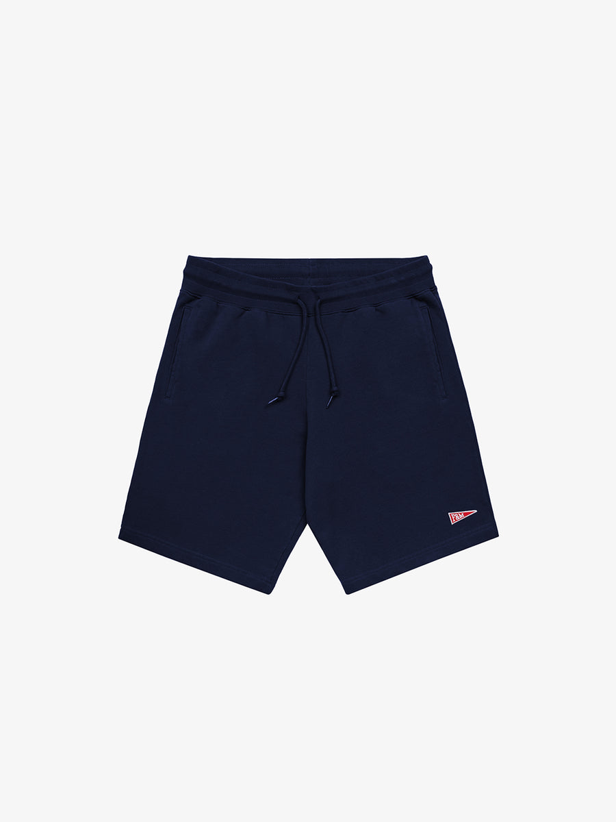 Agender fleece shorts with Pennant patch