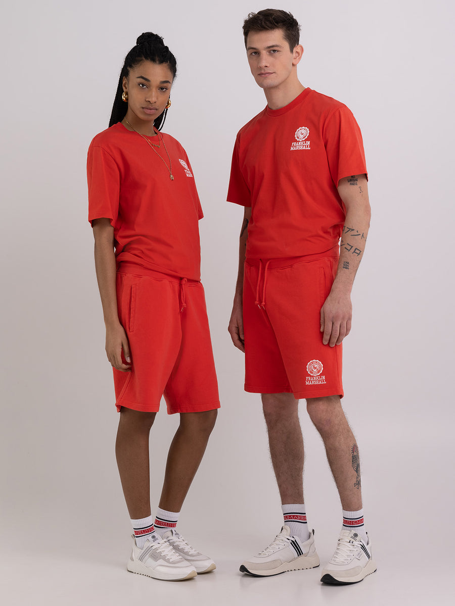 Agender fleece shorts with Crest logo embroidery
