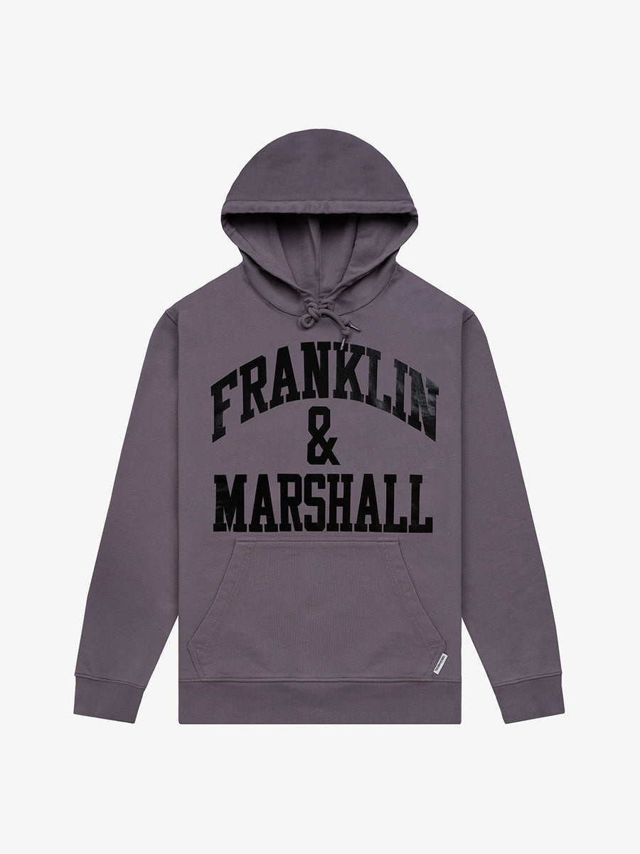 Agender hoodie with arch letter logo print