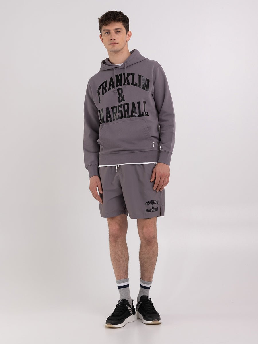 Agender hoodie with arch letter logo print