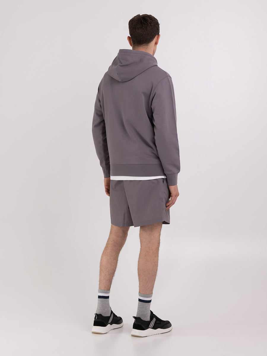 Agender hoodie with arch letter logo print