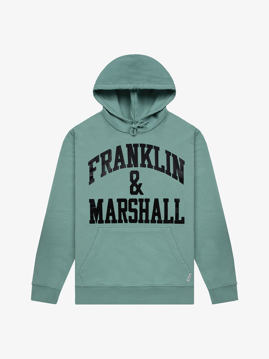 Agender hoodie with arch letter logo print
