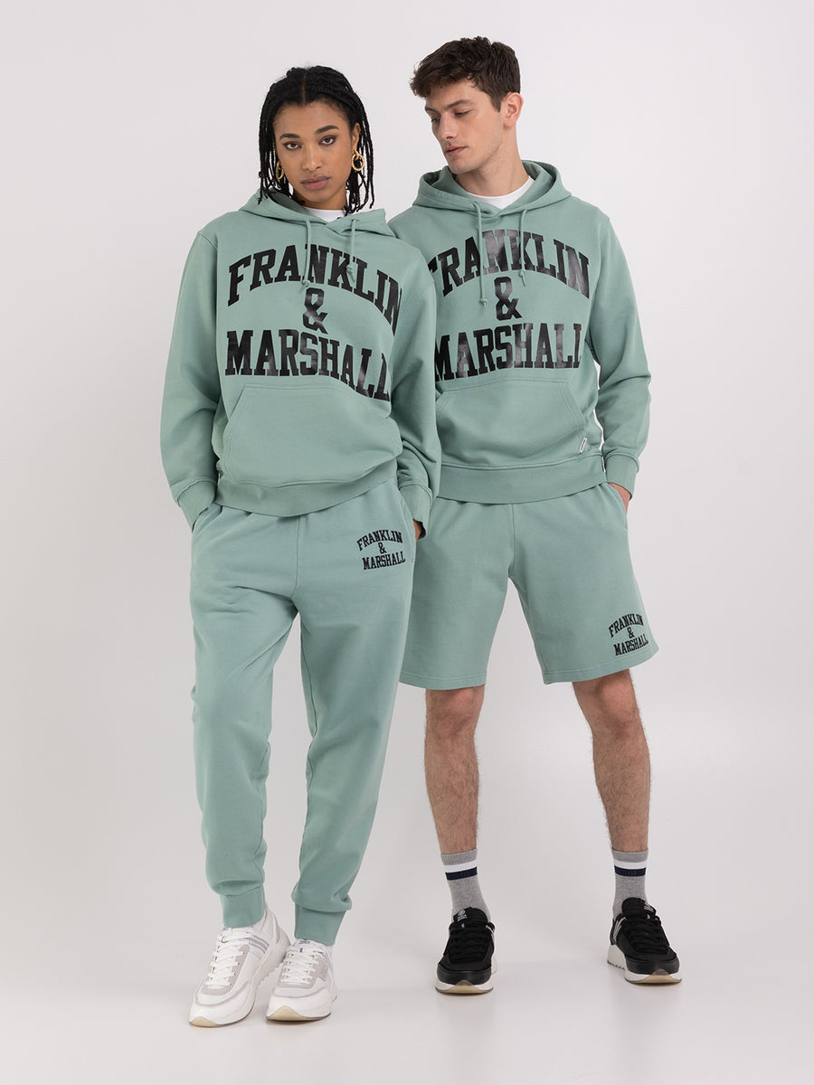 Agender hoodie with arch letter logo print
