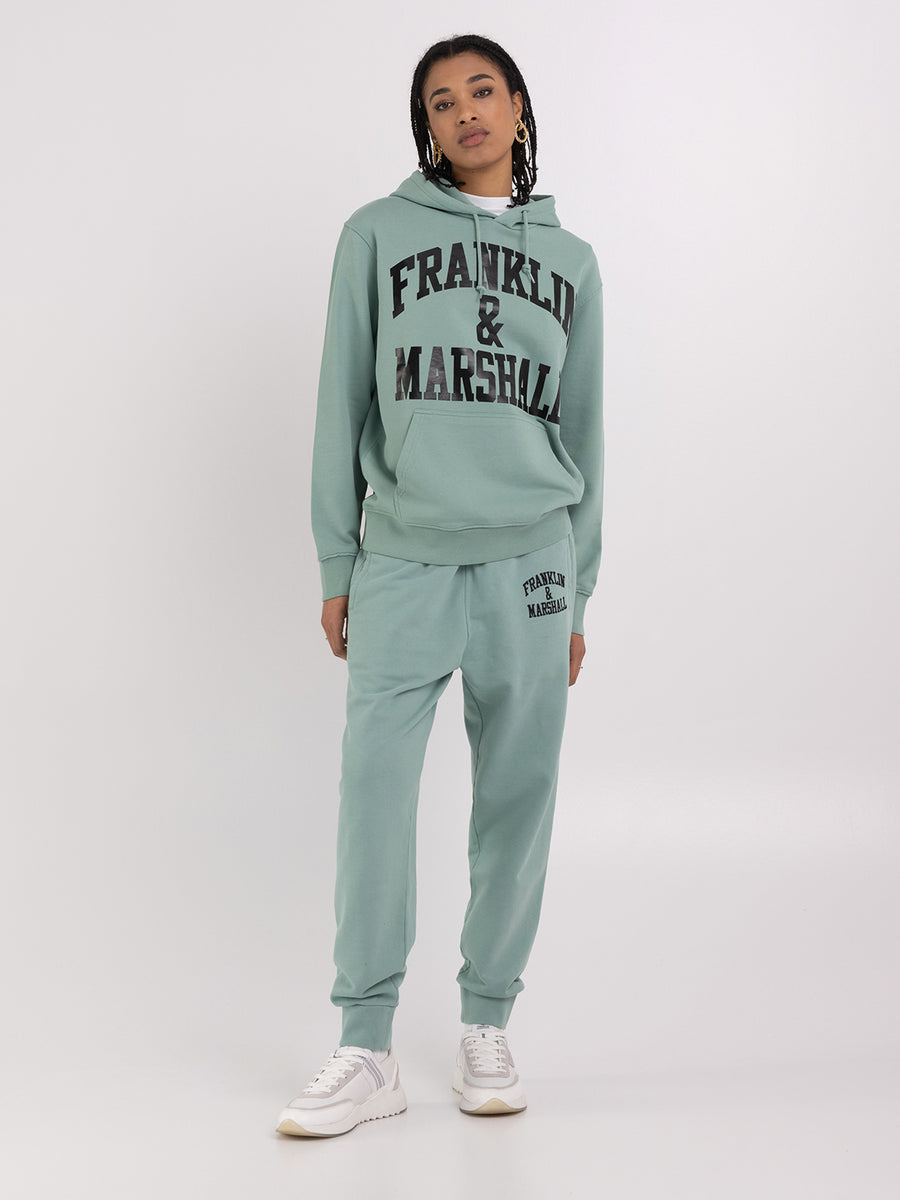 Agender hoodie with arch letter logo print