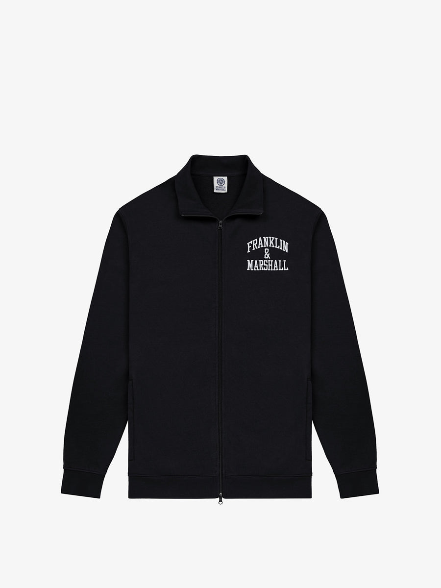 Full zipper sweatshirt with arch letter logo embroidery