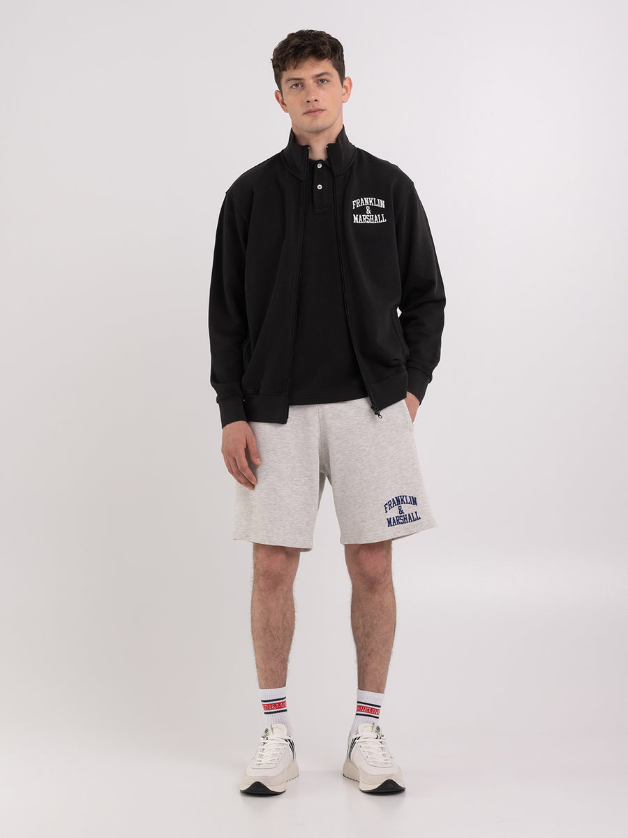 Full zipper sweatshirt with arch letter logo embroidery