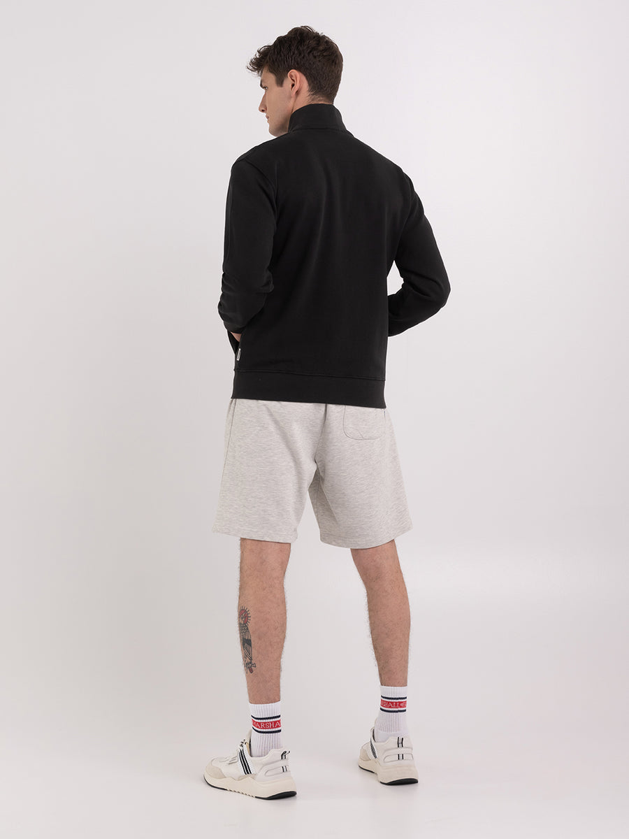 Full zipper sweatshirt with arch letter logo embroidery