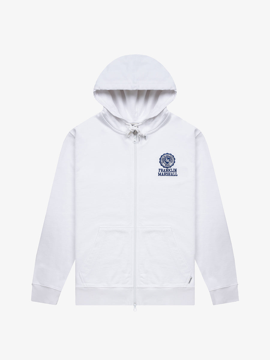 Hoodie with zipper and Crest logo embroidery
