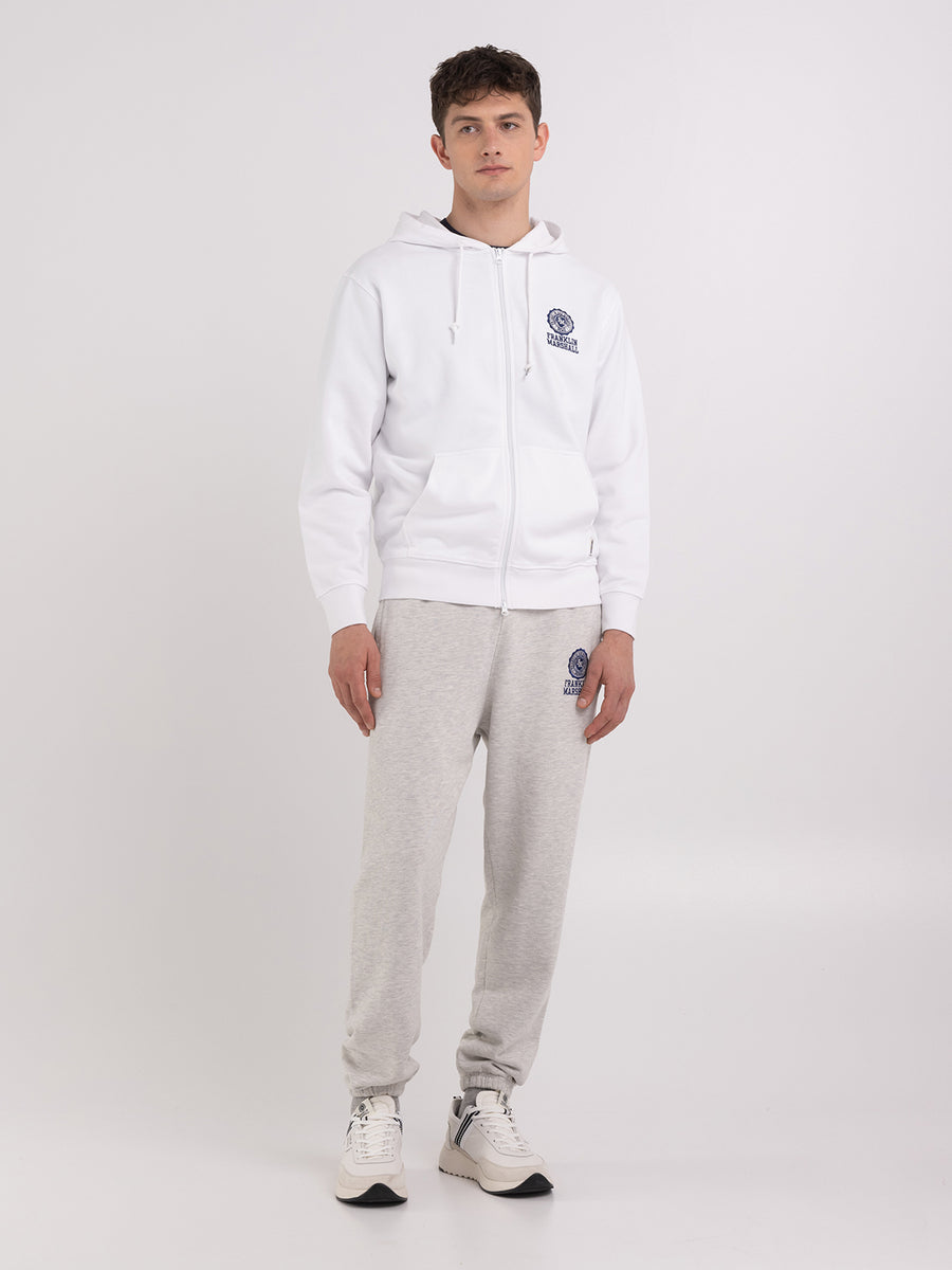 Hoodie with zipper and Crest logo embroidery