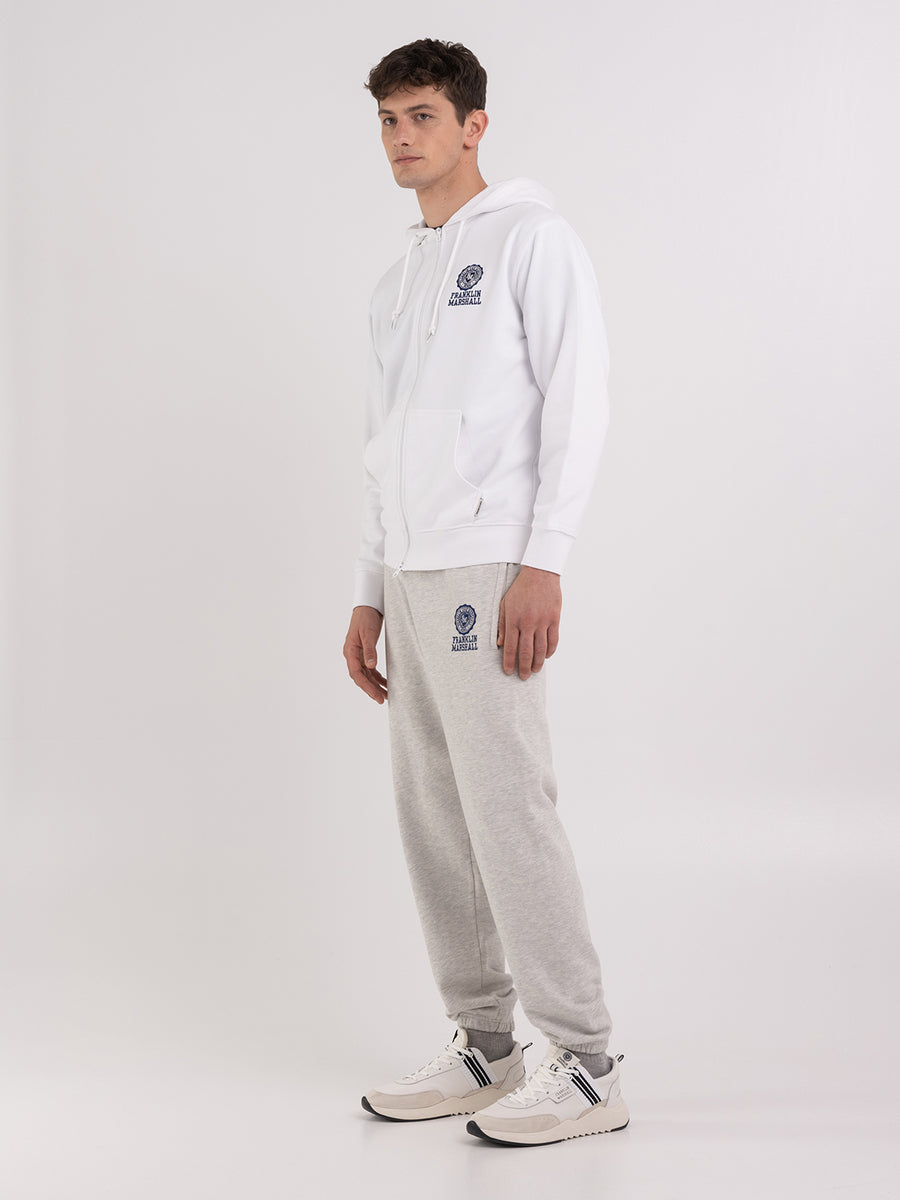 Hoodie with zipper and Crest logo embroidery