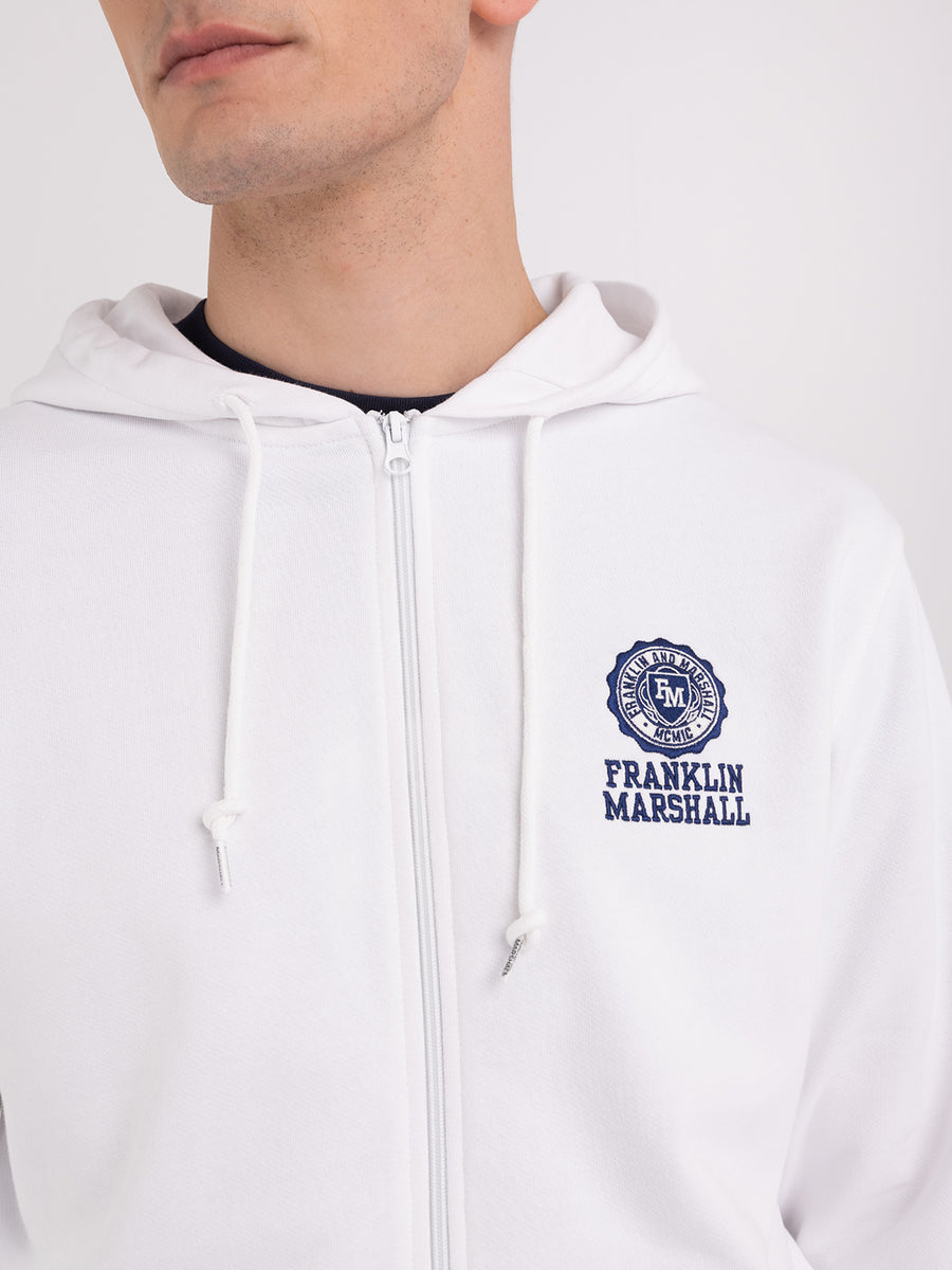 Hoodie with zipper and Crest logo embroidery