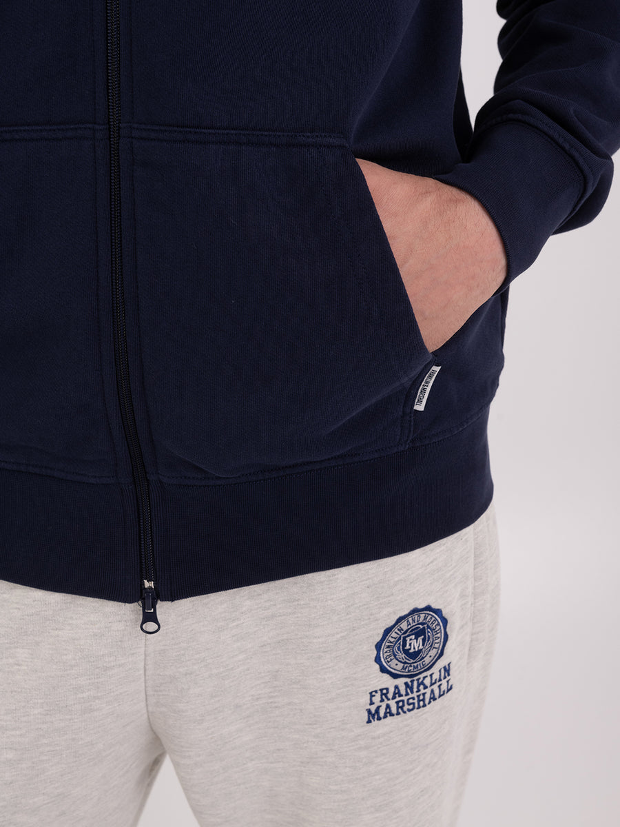 Hoodie with zipper and Crest logo embroidery