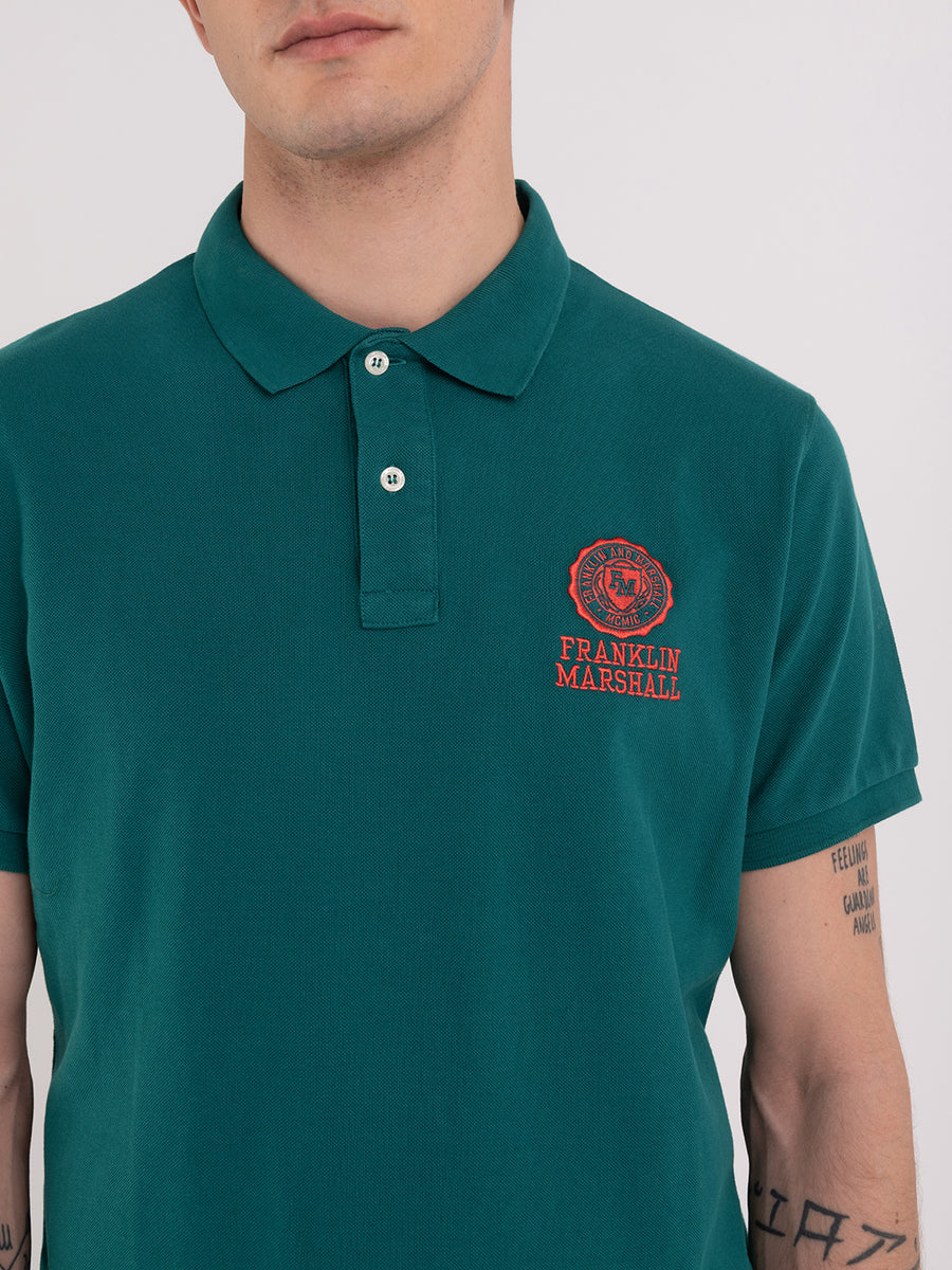 Polo shirt in piquè cotton with Crest logo embroidery