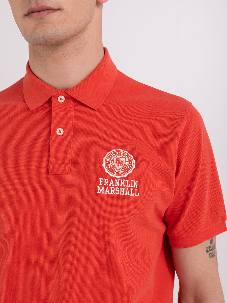 Polo shirt in piquè cotton with Crest logo embroidery