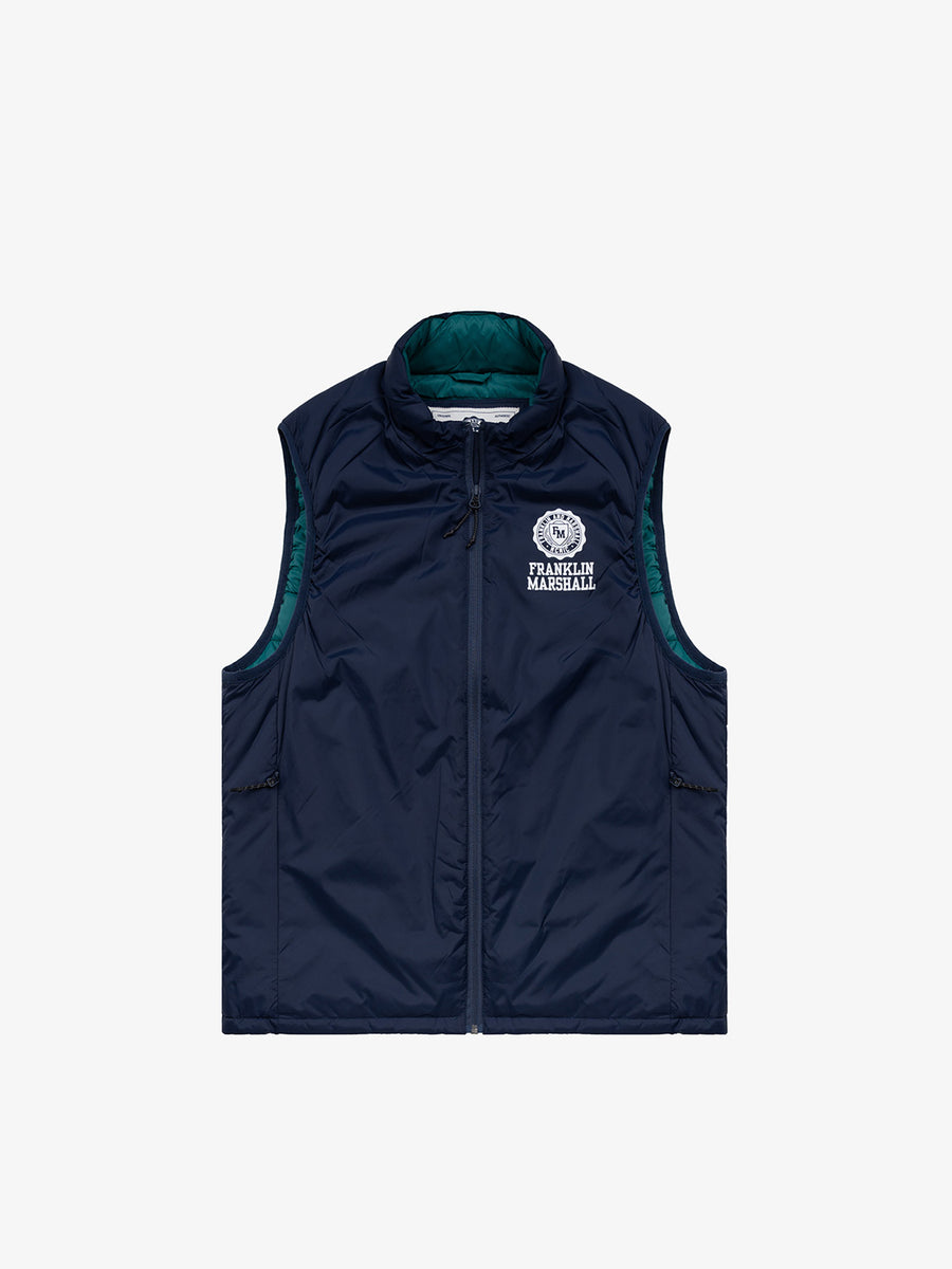 Recycled nylon vest with Crest logo print