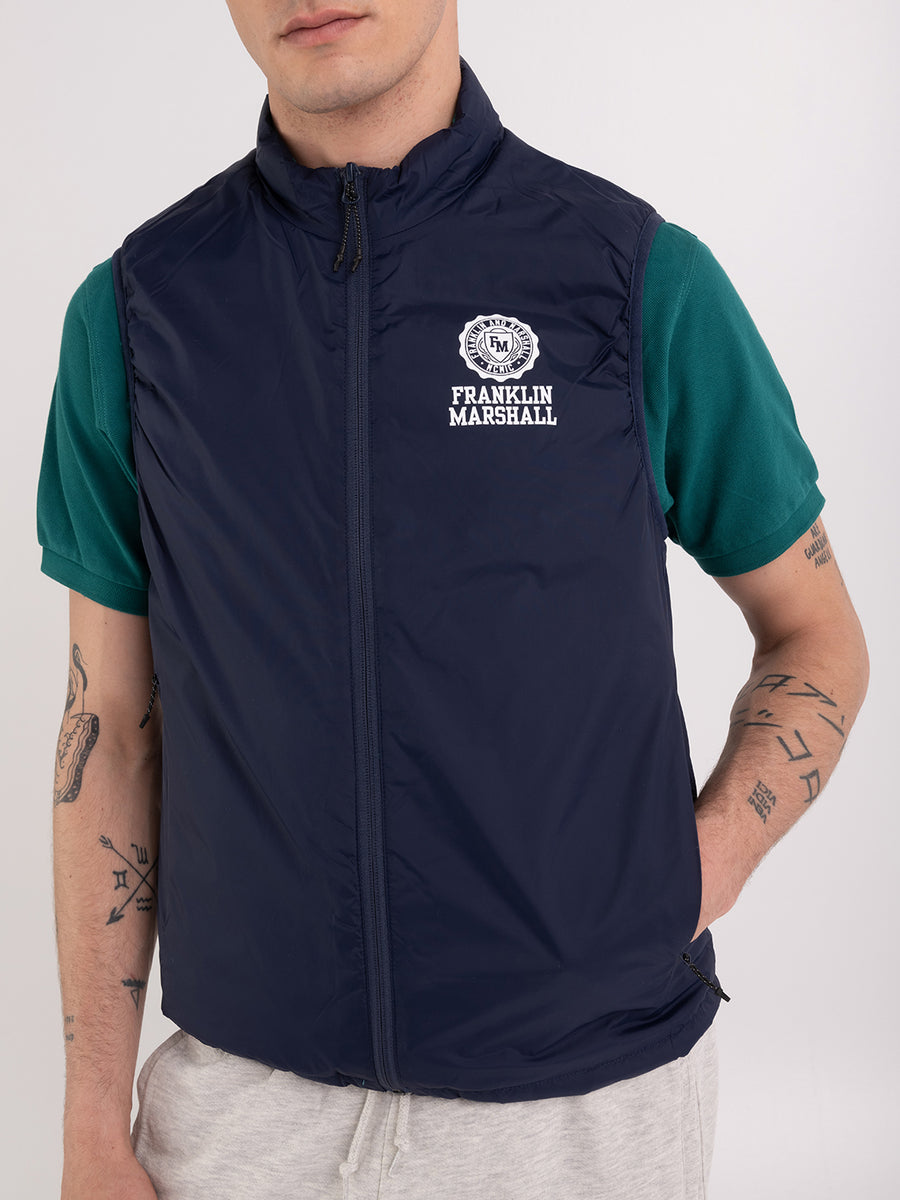 Recycled nylon vest with Crest logo print