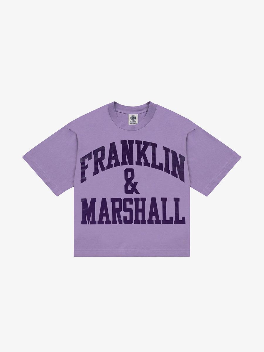 Jersey t-shirt with arch letter logo print