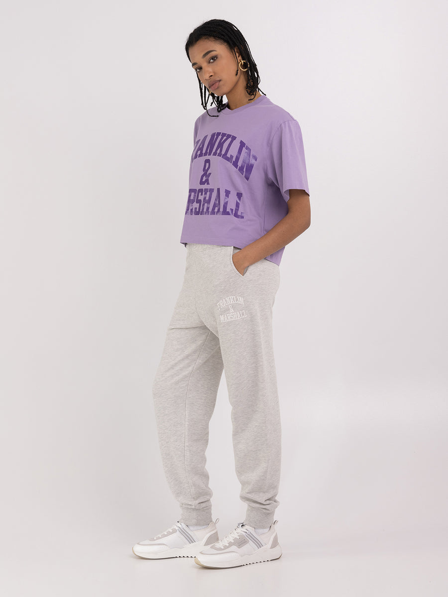 Jersey t-shirt with arch letter logo print