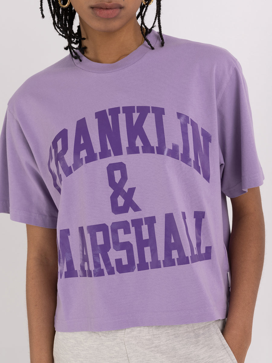 Jersey t-shirt with arch letter logo print