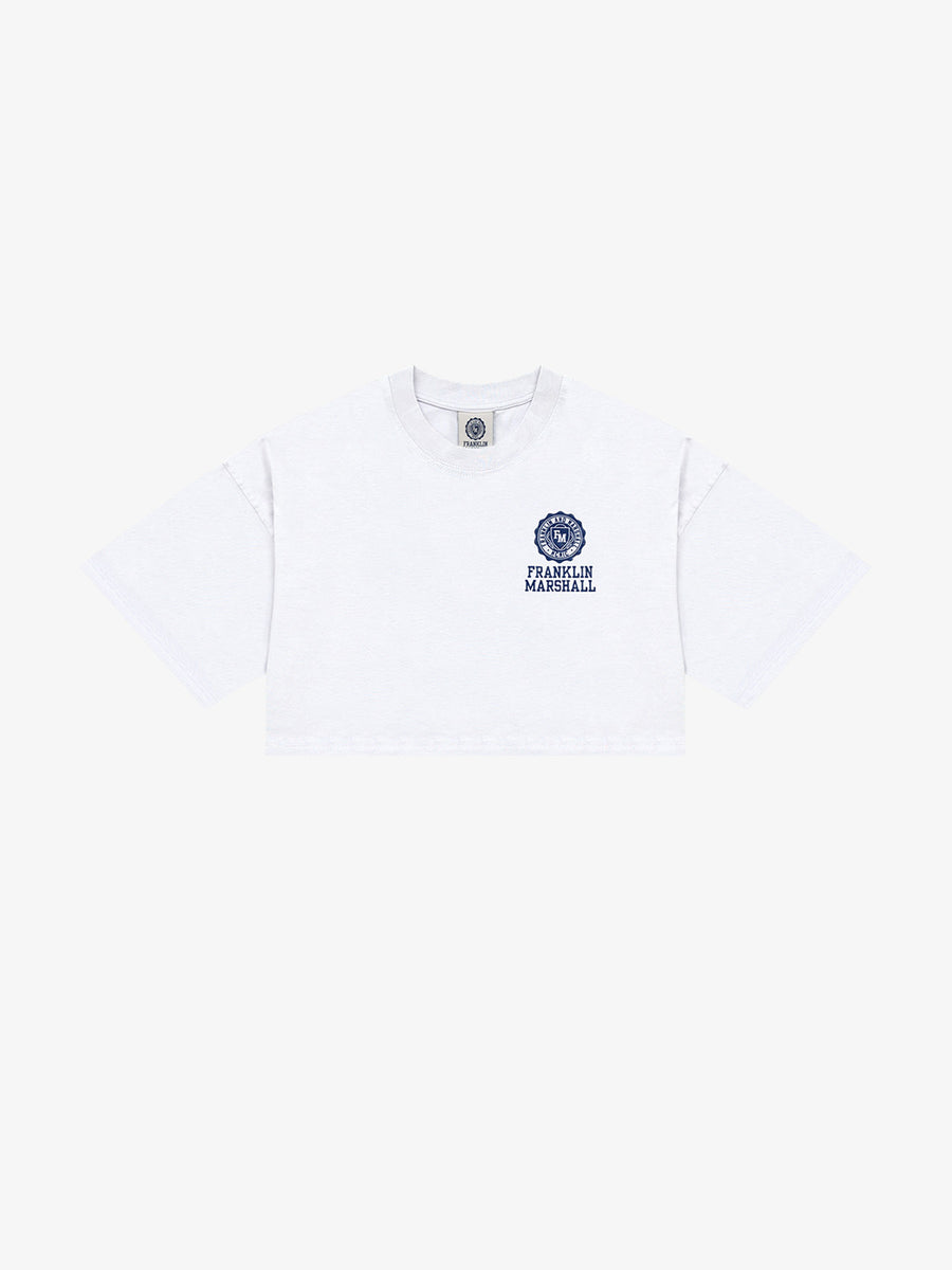 Cropped t-shirt in jersey with Crest logo embroidery