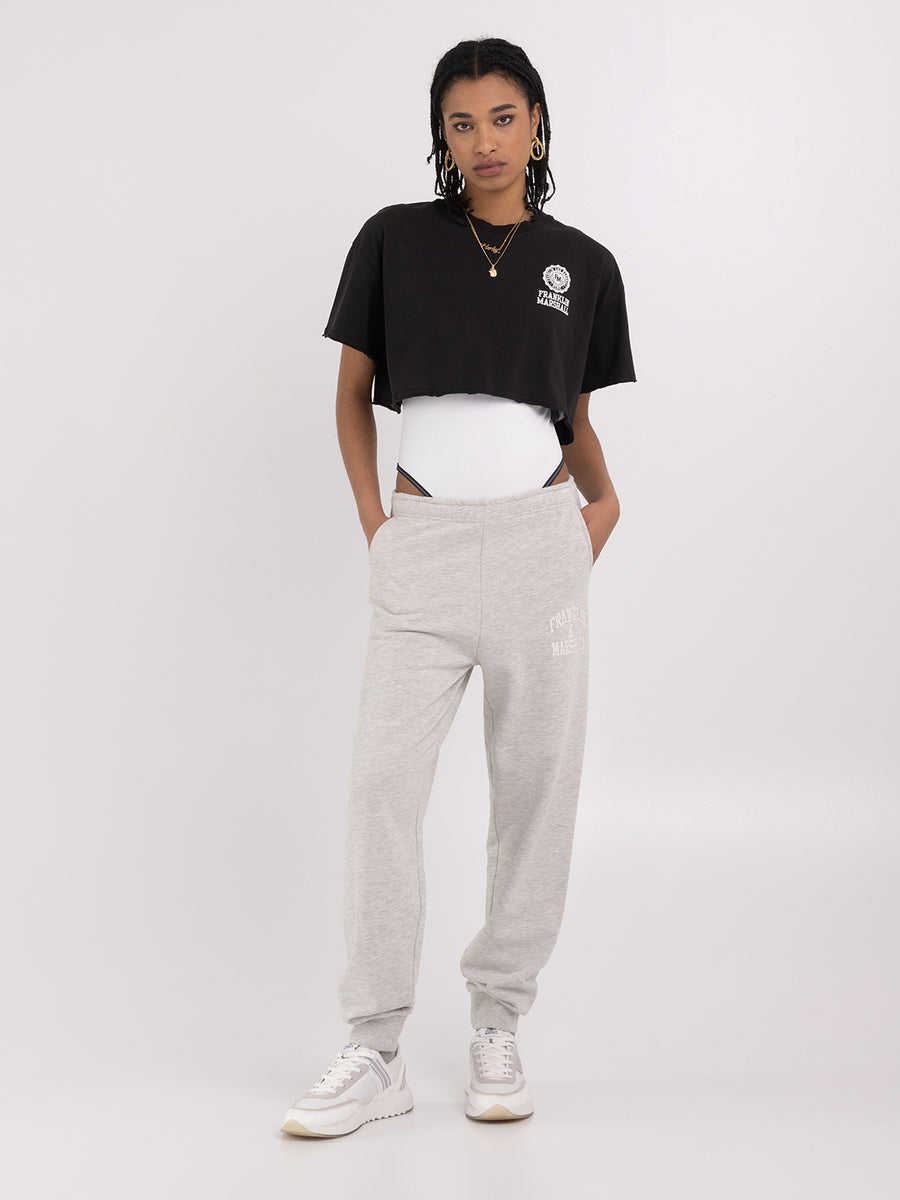 Cropped t-shirt in jersey with Crest logo embroidery